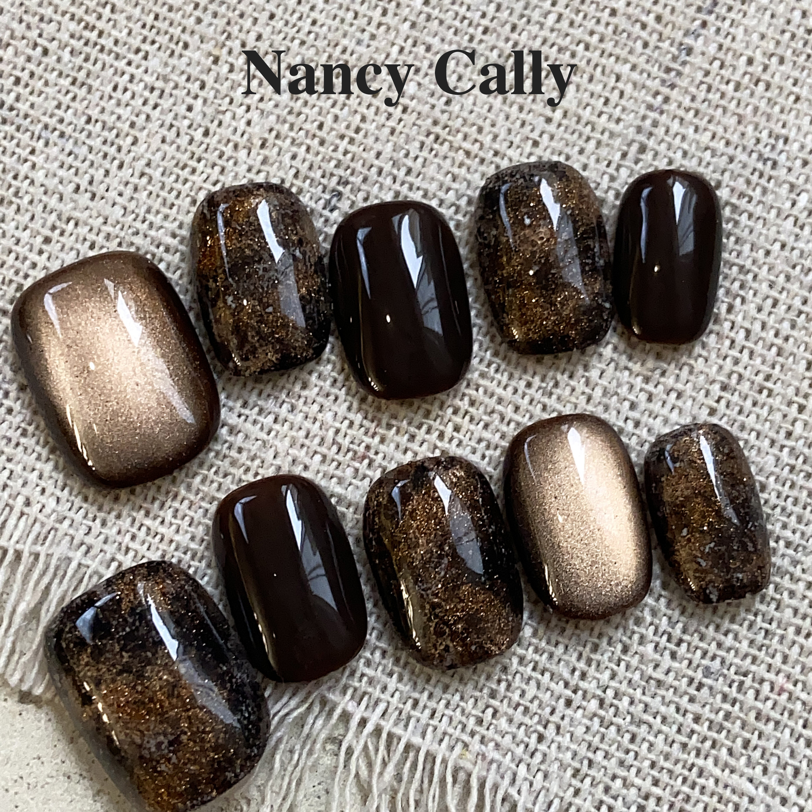 【 冬日星空】晕染小众设计INS风手工穿戴甲显白猫眼纯手工制作