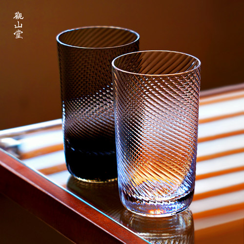 北欧创意水波纹耐高温家用玻璃杯