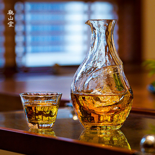 日式琥珀色锤清酒壶小酒杯可冰镇