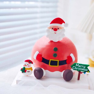 网红圣诞节蛋糕装饰软胶立体圣诞老人老爷爷雪人路牌配件插件摆件
