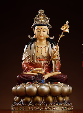 台湾纯铜彩绘大势至菩萨佛像