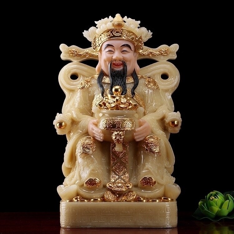 汉白玉黄玉金镶玉文财神爷神像家用供奉财帛星君开业送礼招财摆件