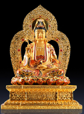 台湾手工彩绘纯铜供奉观世音佛具