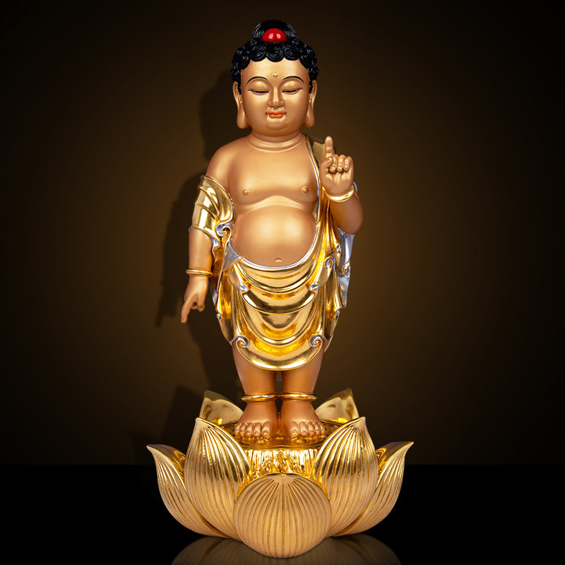 纯铜贴金浴佛太子像佛像寺院浴佛节太子佛浴佛铜像淋浴佛摆件