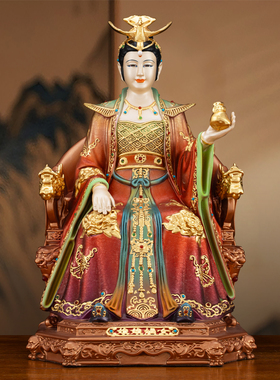 冰金彩纯铜女娲娘娘神像家用供奉