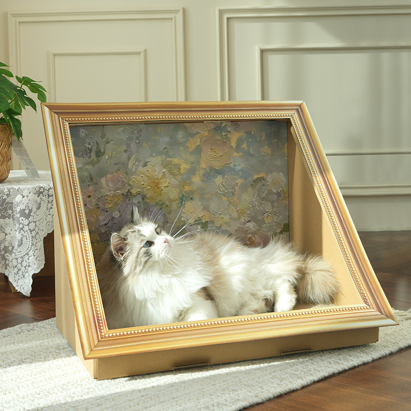 油画猫窝创意瓦楞纸猫抓板猫窝二合一欧式装饰画玩具宠物用品图片