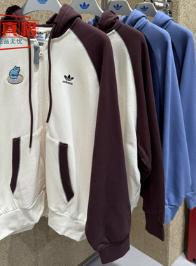 阿迪达斯三叶草女子美式街头复古休闲连帽夹克外套JL7524 JL7525