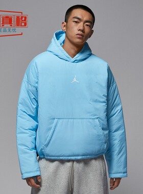 耐克2025冬男子JORDAN宽松套头连帽衫加衬轻便保暖棉服HV1865-497