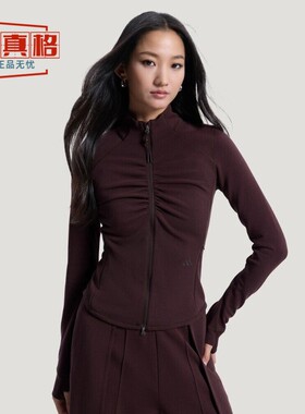 阿迪达斯2026春款女子GATHER JACKET运动修身塑身夹克外套 KU5376