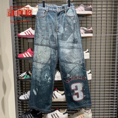 阿迪达斯三叶草男款牛仔运动长裤
