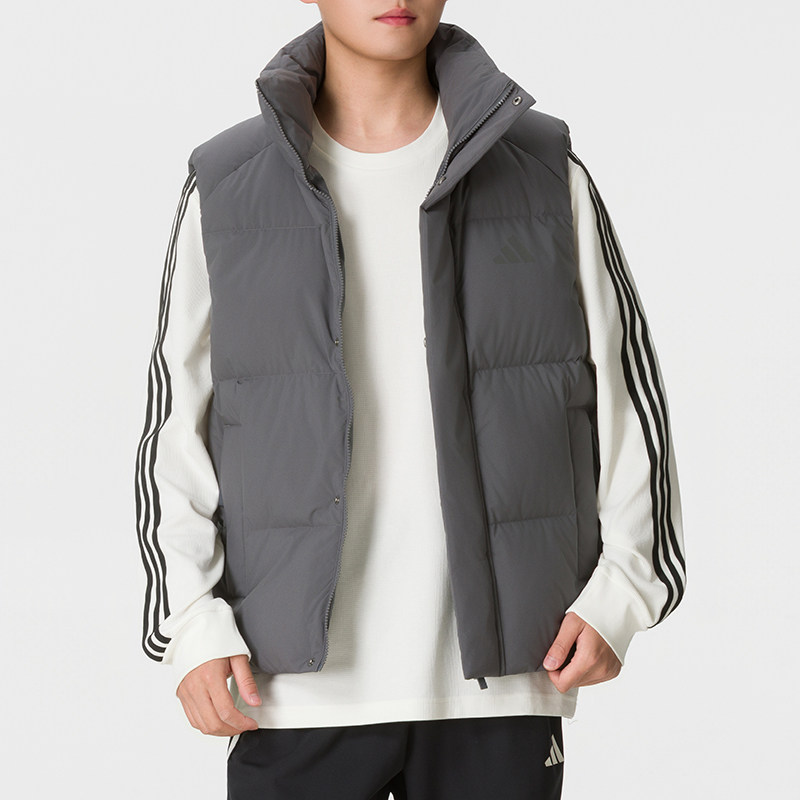 阿迪达斯男装2026冬季600蓬鸭绒加厚保暖立领棉服马甲背心 LE4964