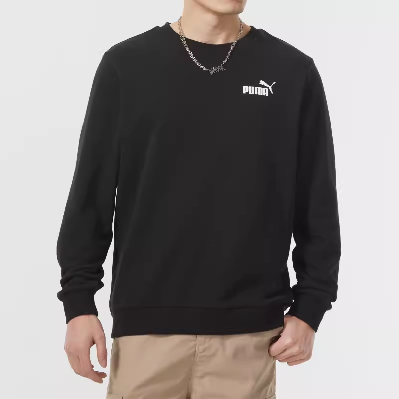 彪马男装2024春新款运动服跑步保暖长袖圆领卫衣套头衫683375-01