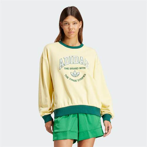 Adidas阿迪达斯三叶草女装春季运动休闲卫衣印花圆领套头衫IT9857