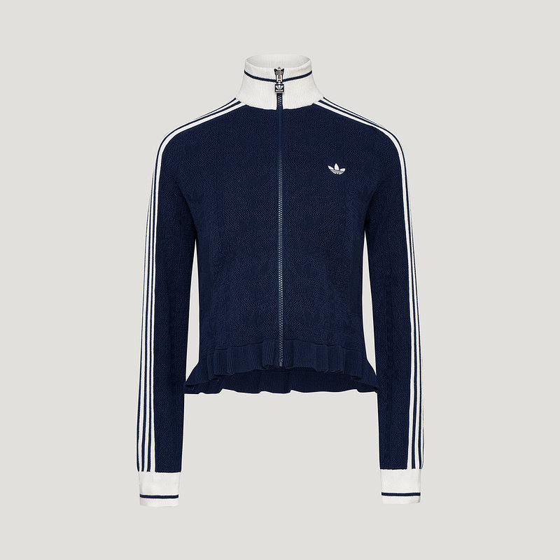 Adidas三叶草女子2026秋新款复古拼色针织上衣修身运动外套KX6883