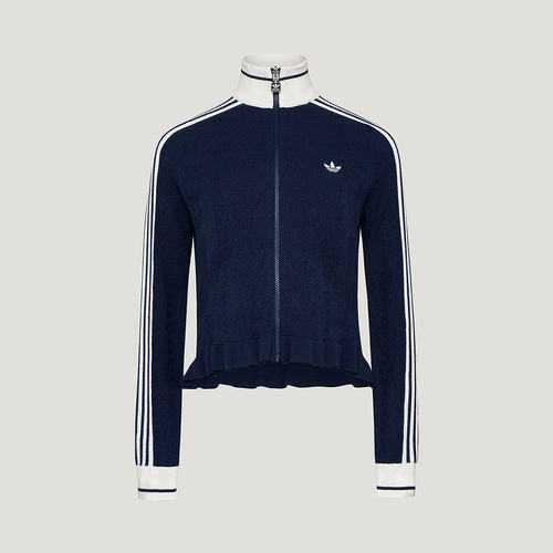 Adidas三叶草女子2026秋新款复古拼色针织上衣修身运动外套KX6883