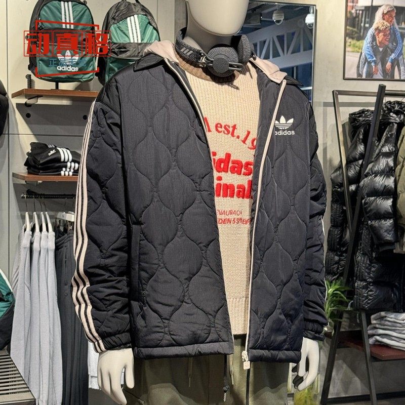 阿迪达斯三叶草男子保暖棉服运动休闲连帽外套春款IW6285 IW6284