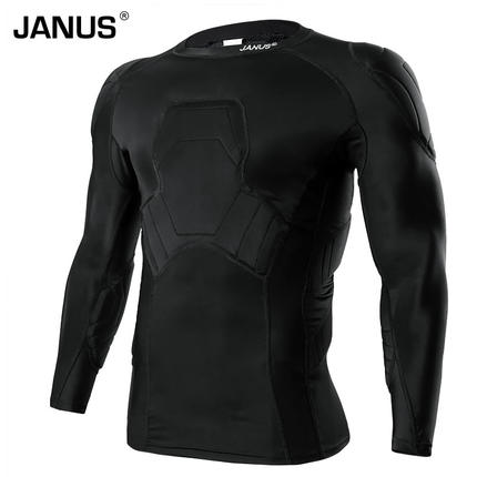 足球球衣长袖男秋冬季运动守门员服装骑行上衣加厚海绵防撞紧身衣