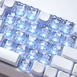蝴蝶爱心MAO可爱猫咪形状个性键帽透光PC适配磁轴机械键盘DIY素材