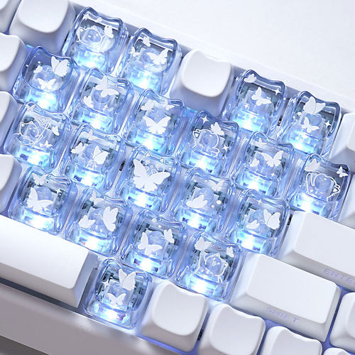 蝴蝶爱心MAO可爱猫咪形状个性键帽透光PC适配磁轴机械键盘DIY素材