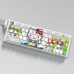 凯蒂猫主题键帽原厂侧刻透光PBT适配磁轴made68Ace60/68机械键盘