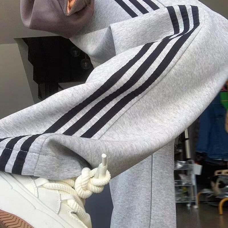 外贸出口尾货~清仓复古百搭纯棉三条杠长裤男女秋冬休闲运动卫裤