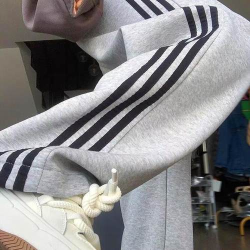 外贸出口尾货~清仓复古百搭纯棉三条杠长裤男女秋冬休闲运动卫裤