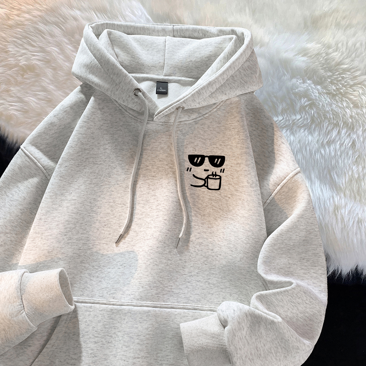 韩版宽松大码连帽卫衣男女秋冬