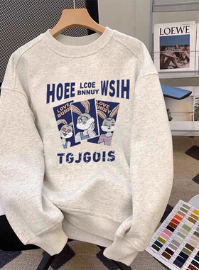 外贸出口专柜尾单~美式薄款无帽潮牌卫衣男女秋冬银狐绒上衣外套