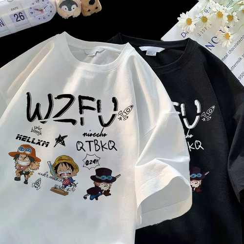 外贸出口撤回尾货~大牌折扣潮牌街头卡通纯棉短袖t恤男女夏季上衣