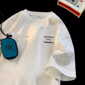 潮牌上衣 t恤男女夏季 品牌出口外贸专柜撤回 清仓港风重磅纯棉短袖