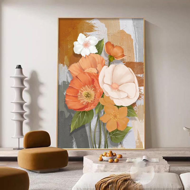 抽象花卉客厅装饰画立体感走廊过道壁画现代简约沙发背景墙落地画图片