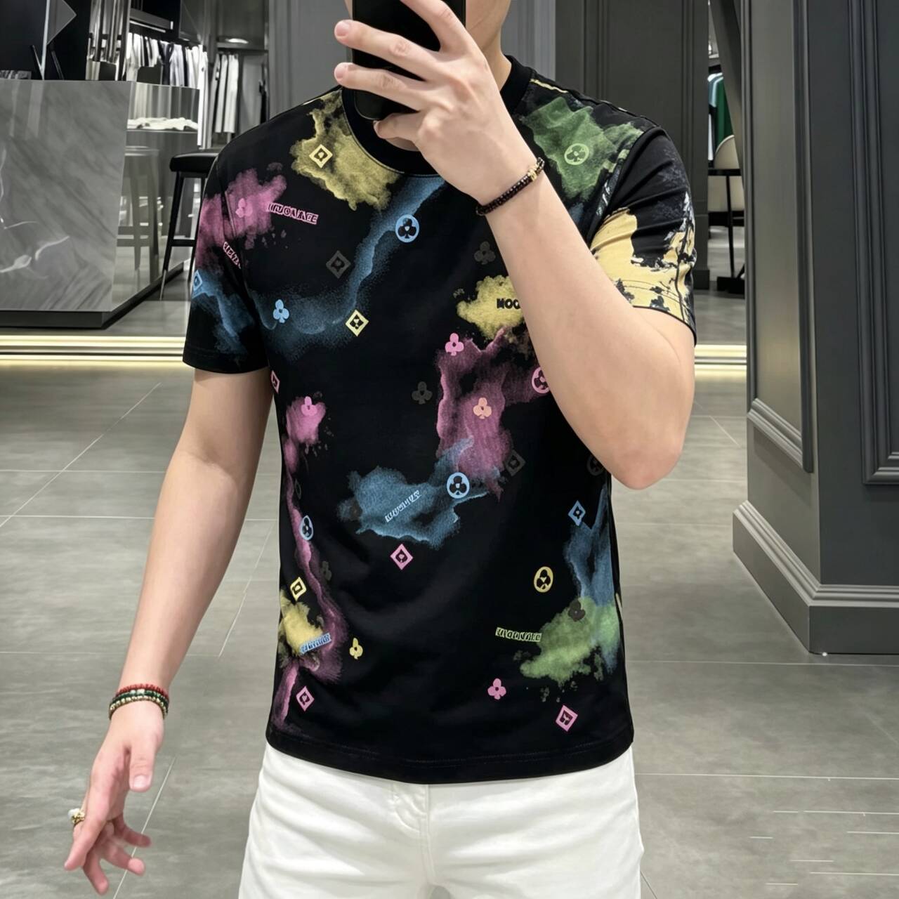 欧洲站夏季男士短袖t恤修身凉感T