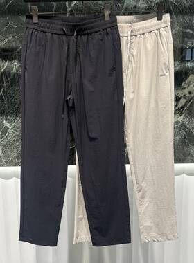 欧货高端夏季男士冰丝休闲直筒裤薄款潮牌轻奢商务速干弹力长裤子
