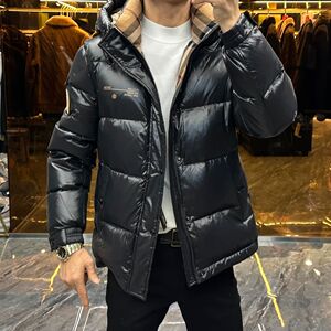欧货高端冬季男士羽绒服连帽潮牌修身时尚保暖外套加厚休闲棉袄帅