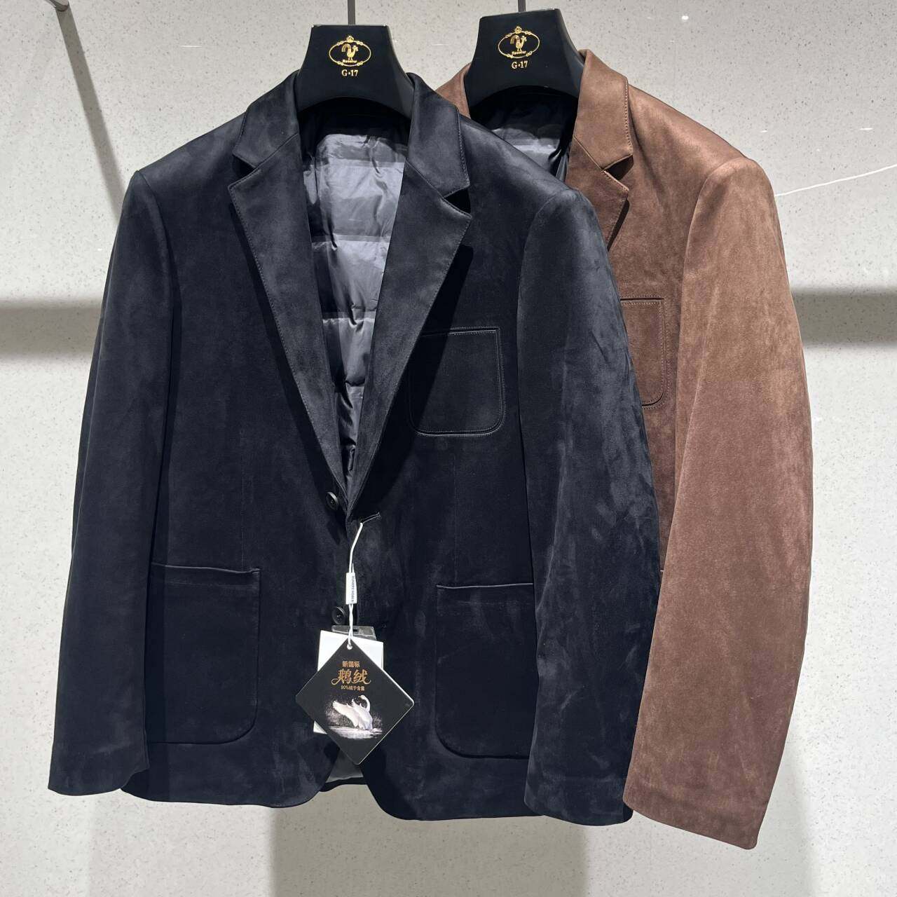 欧货高端秋冬季白鹅绒小西服修身