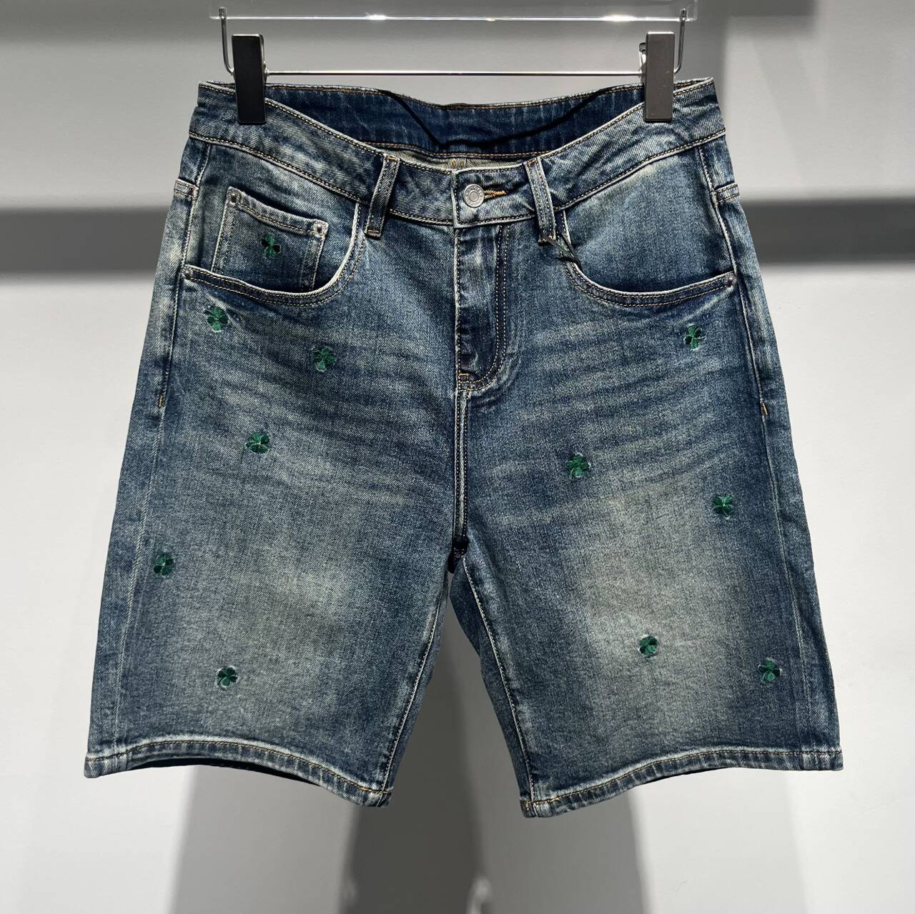 欧洲站夏季男士牛仔短裤修身薄款