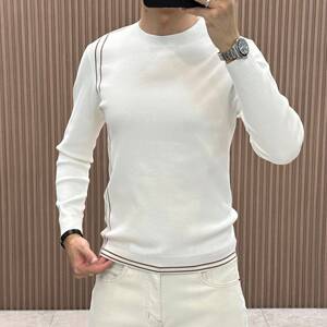 欧货高端秋冬季男士长袖毛衣潮牌修身羊毛打底针织衫休闲线衣毛衣