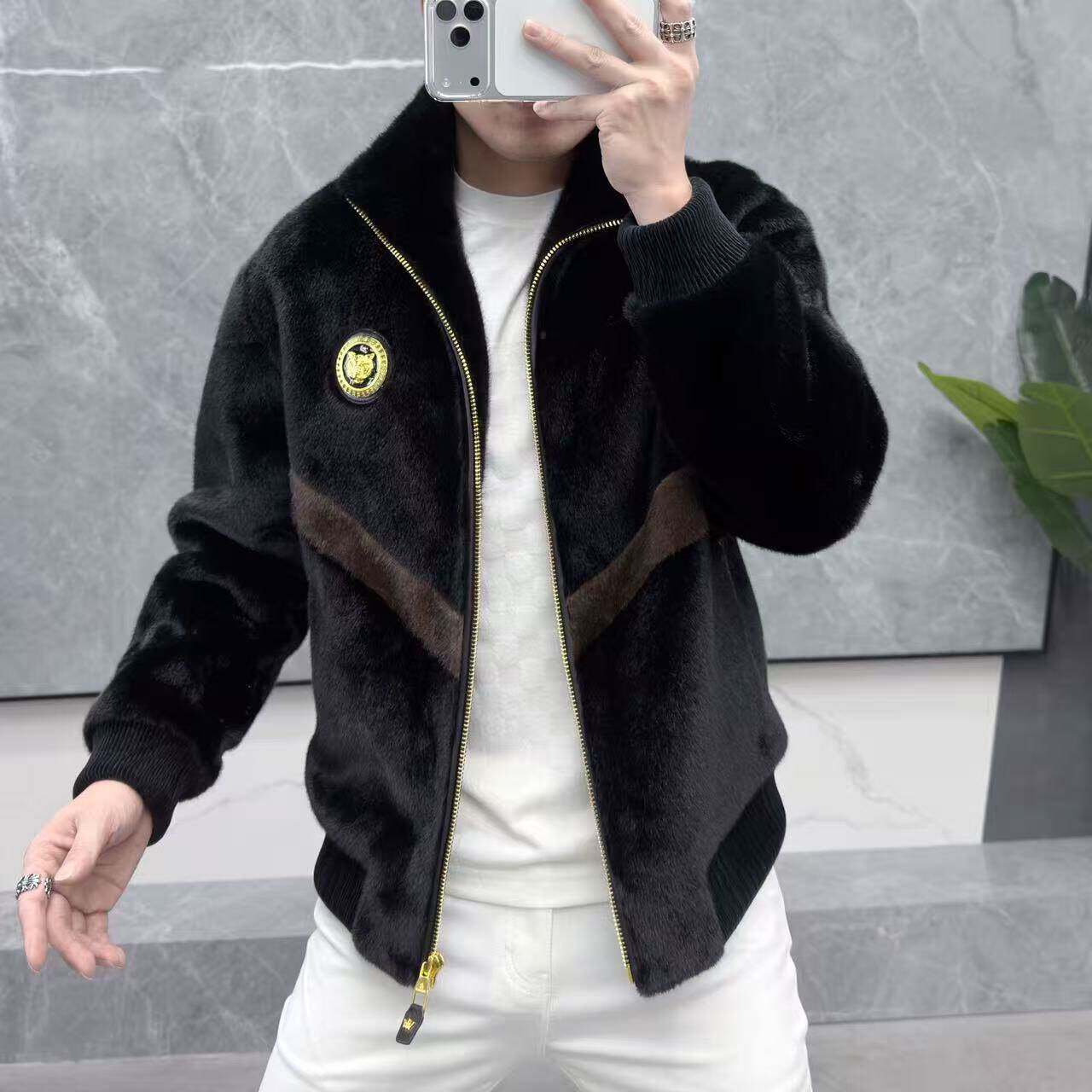 欧洲站冬季男士金貂绒老虎外套