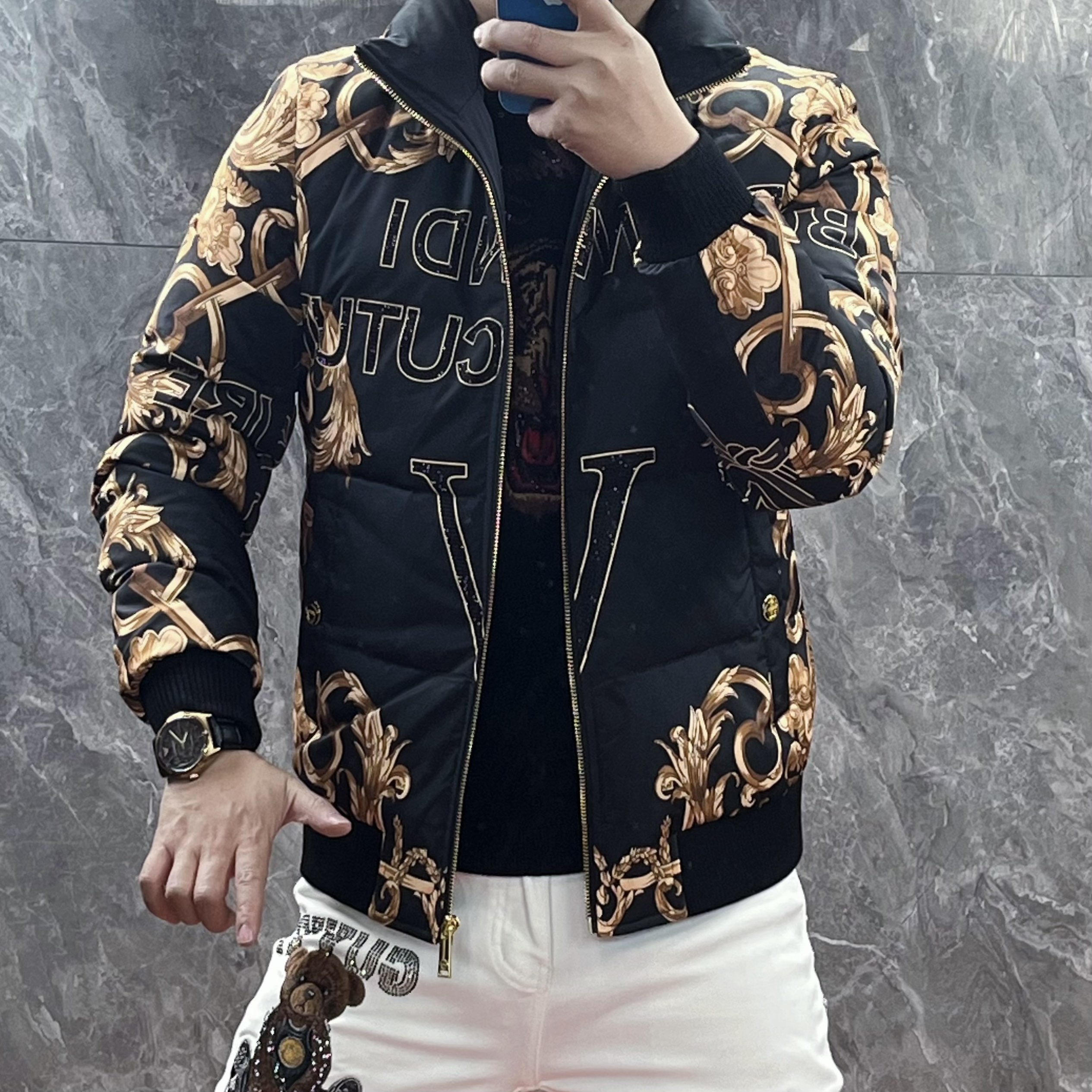 欧货高端冬季男士羽绒服立领修身