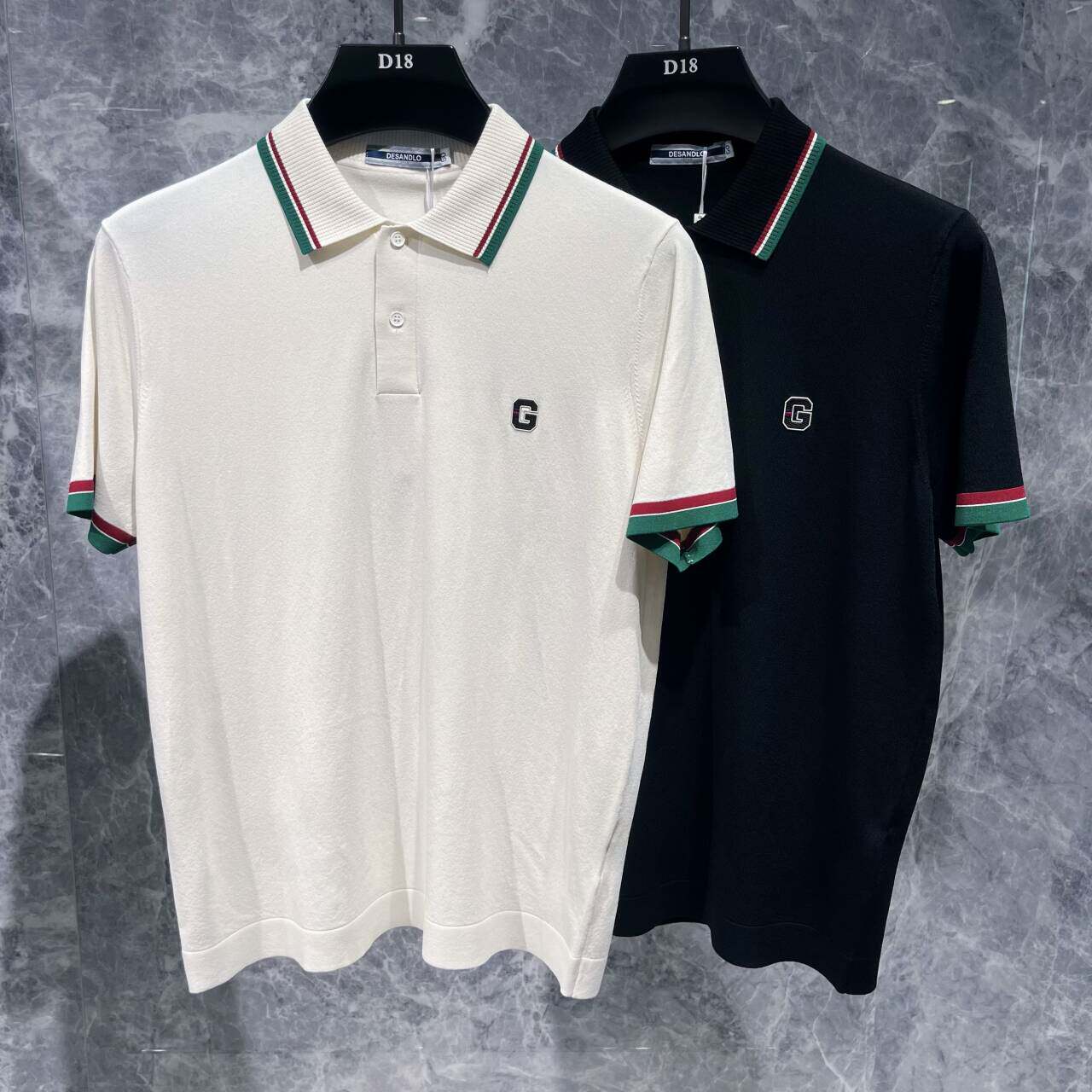 欧货高端夏季男士冰丝短袖t恤翻领polo衫潮流时尚轻奢修身薄款凉T