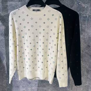 欧货高端秋冬季男士长袖毛衣薄款潮流时尚修身植绒修身打底针织衫