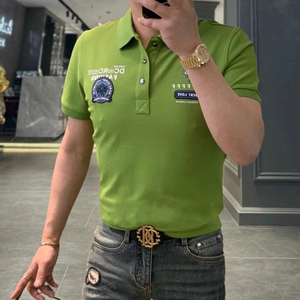 欧货高端夏季男士翻领polo衫短袖t恤珠地棉潮牌修身半袖带领上衣T