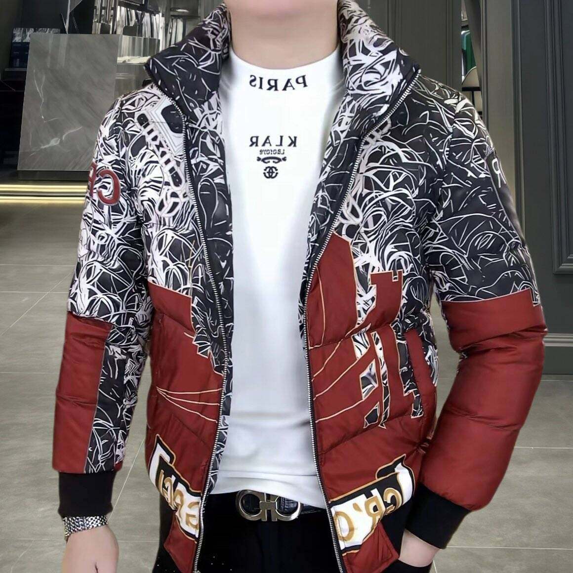 欧货高端冬季男士羽绒服立领修身