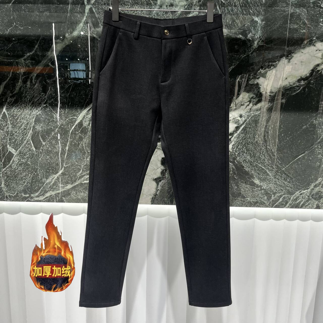 欧货高端冬季男士休闲小西裤加绒