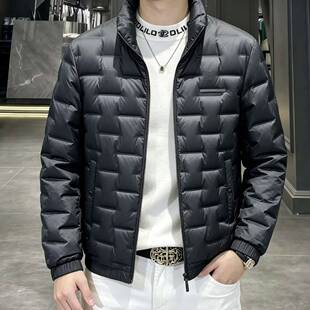 欧洲站秋冬季男士立领羽绒服90潮流时尚修身保暖外套休闲帅气上衣