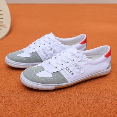 鞋排球鞋牛筋底训练武术锻炼体考运动帆布鞋劳保鞋镂孔透气小白鞋
