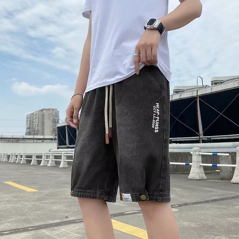 牛仔短裤男士夏季薄款潮牌宽松大码休闲中裤男生美式五分裤子男款
