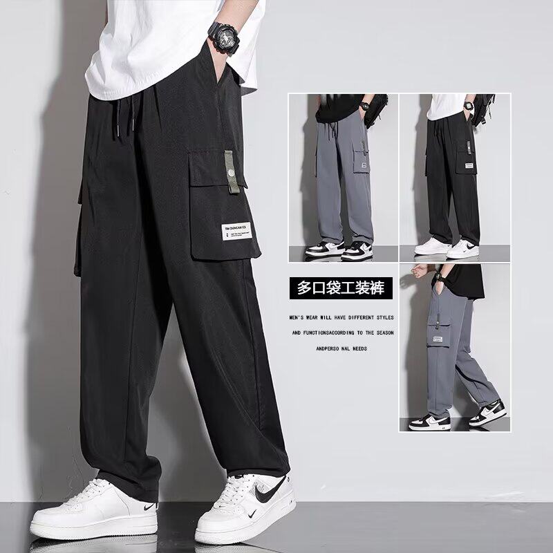 新款春夏裤子男长裤夏款百搭工装休闲长裤男潮流帅气九分运动裤潮