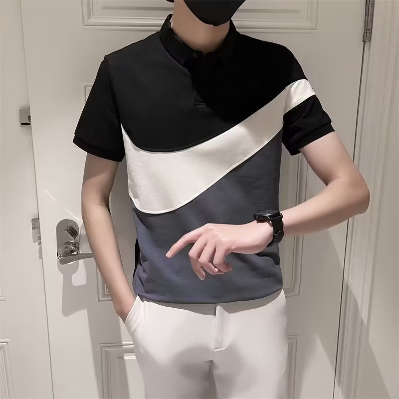 polo衫男夏季短袖t恤衣服欧美高街潮牌潮流美式复古半袖POLO上衣