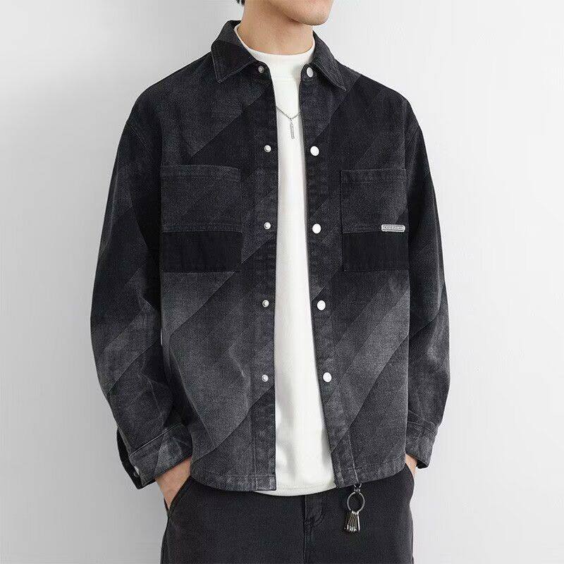 牛仔外套男2025春季新款水洗渐变衬衫式薄款夹克衫休闲痞帅衣服男